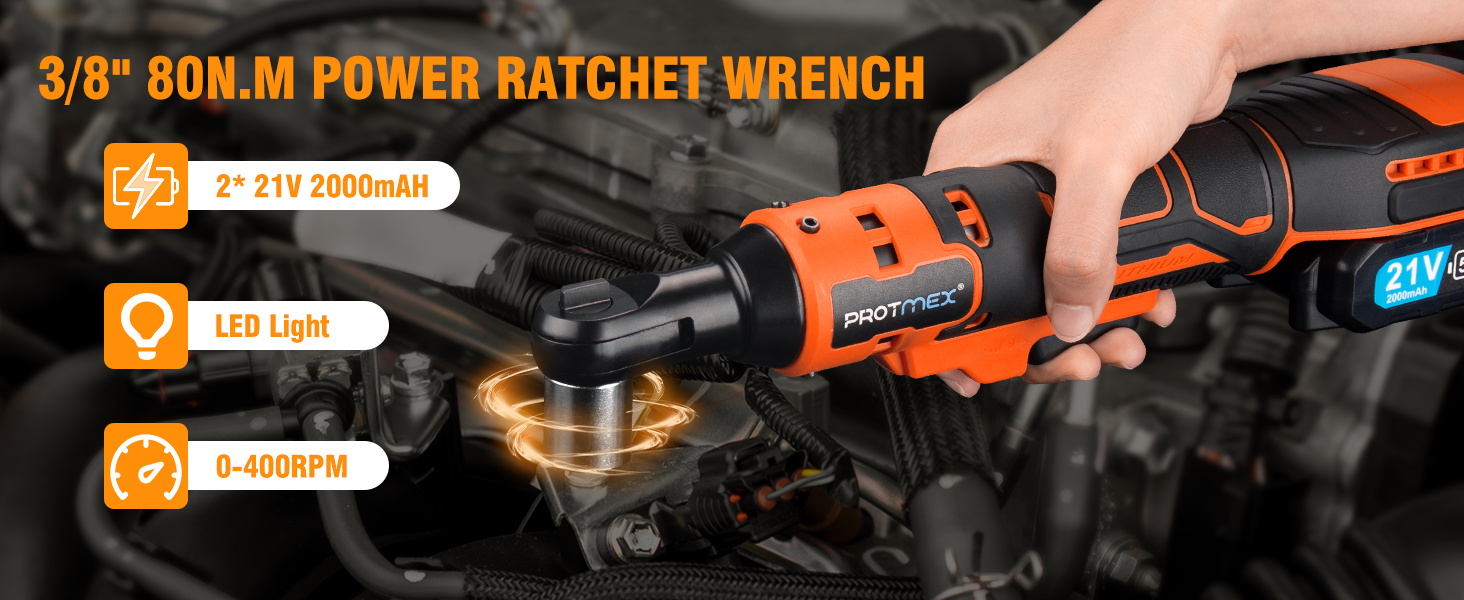 Amazon.com: Protmex 3/8'' Cordless Ratchet Wrench, 60FT-LBS (80N.m